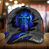 Maxcorners Custom Name Lava Skull Putting Hands Together Cap