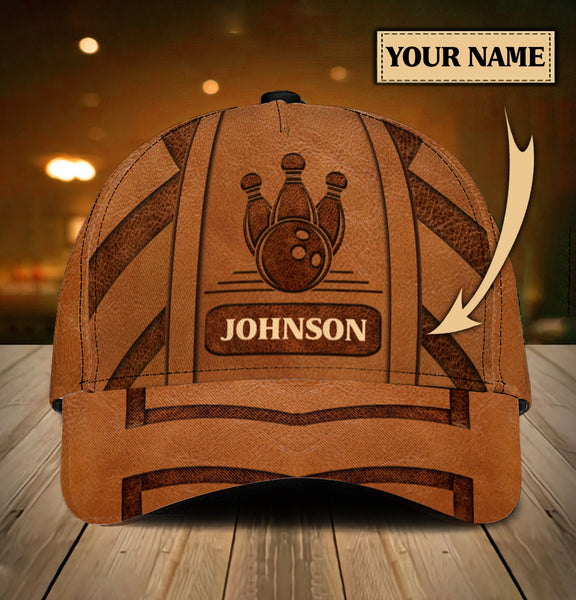 Maxcorners Bowling Brown Personalized Name 3D Cap