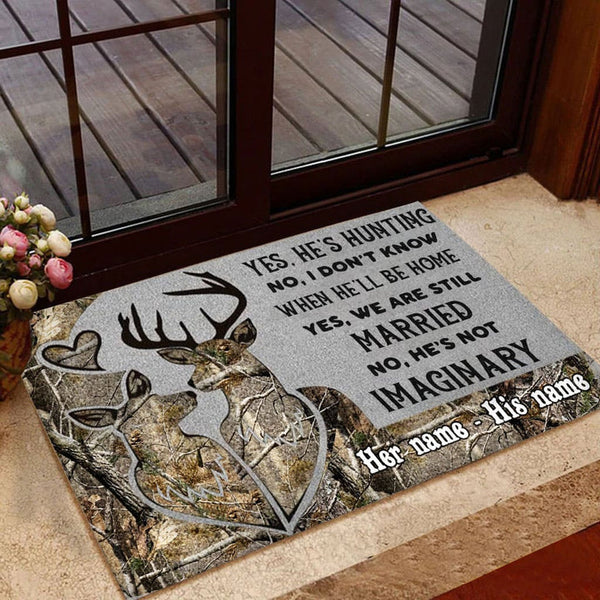 Maxcorners Loralle My Husband Is A Hunter Hunting Door Mat 3D Personalized - Brown