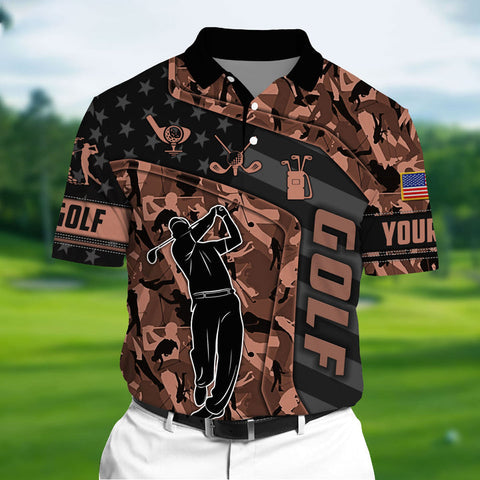 Max Corners Unique Love Golf Pattern Multicolor Personalized 3D Golf Polo Shirt