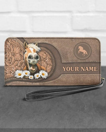 Maxcorners Horse Love Orange Personalized Clutch
