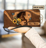 Maxcorners Horse Sun Flowers Personalized Clutch
