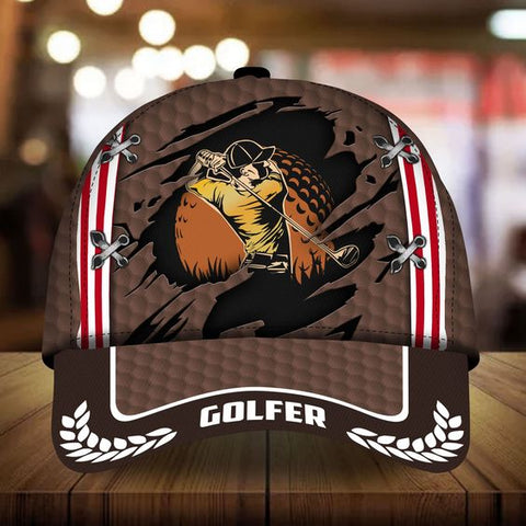 Maxcorners Golf Premium American Golfer Customized Name All Over Printed Cap