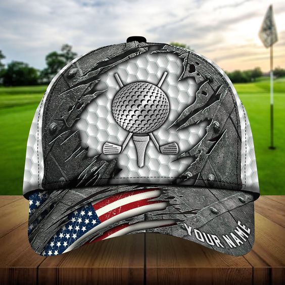 Maxcorners Golf Cool American Metal Personalized Name All Over Printed Cap