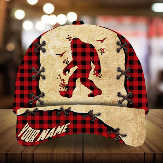 Max Corners Bigfoot Camping Art Leather Pattern 7 Custom 3D Cap
