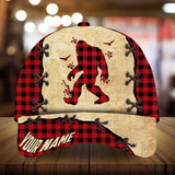 Max Corners Bigfoot Camping Art Leather Pattern 7 Custom 3D Cap