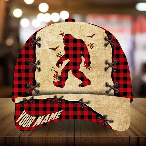 Max Corners Bigfoot Camping Art Leather Pattern 7 Custom 3D Cap