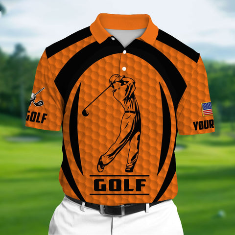 Max Corners Orange Pride The Unique Cool Golf 3D Polo Shirts Multicolor Custom Name Polo