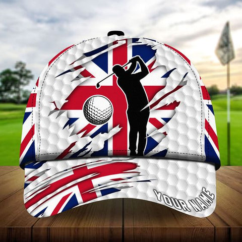 Maxcorners Golf Premium Cool Flag Golfer And Ball Personalized Name All Over Printed Cap