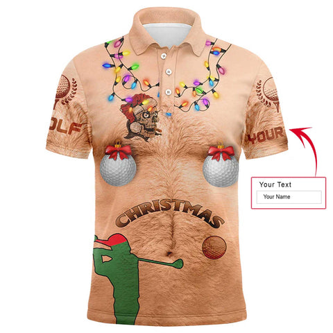 Max Corners Funny Hairy Chest Ugly Christmas Golf Men 3D Custom Polo Shirt