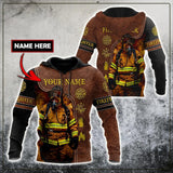 Maxcorners Customize Name Firefighter Brown Hoodie