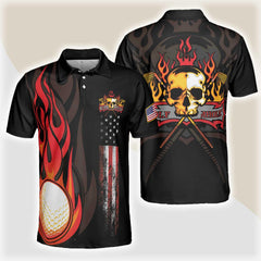 Max Corners Black American Flag Golf 3D Custom Polo Shirt