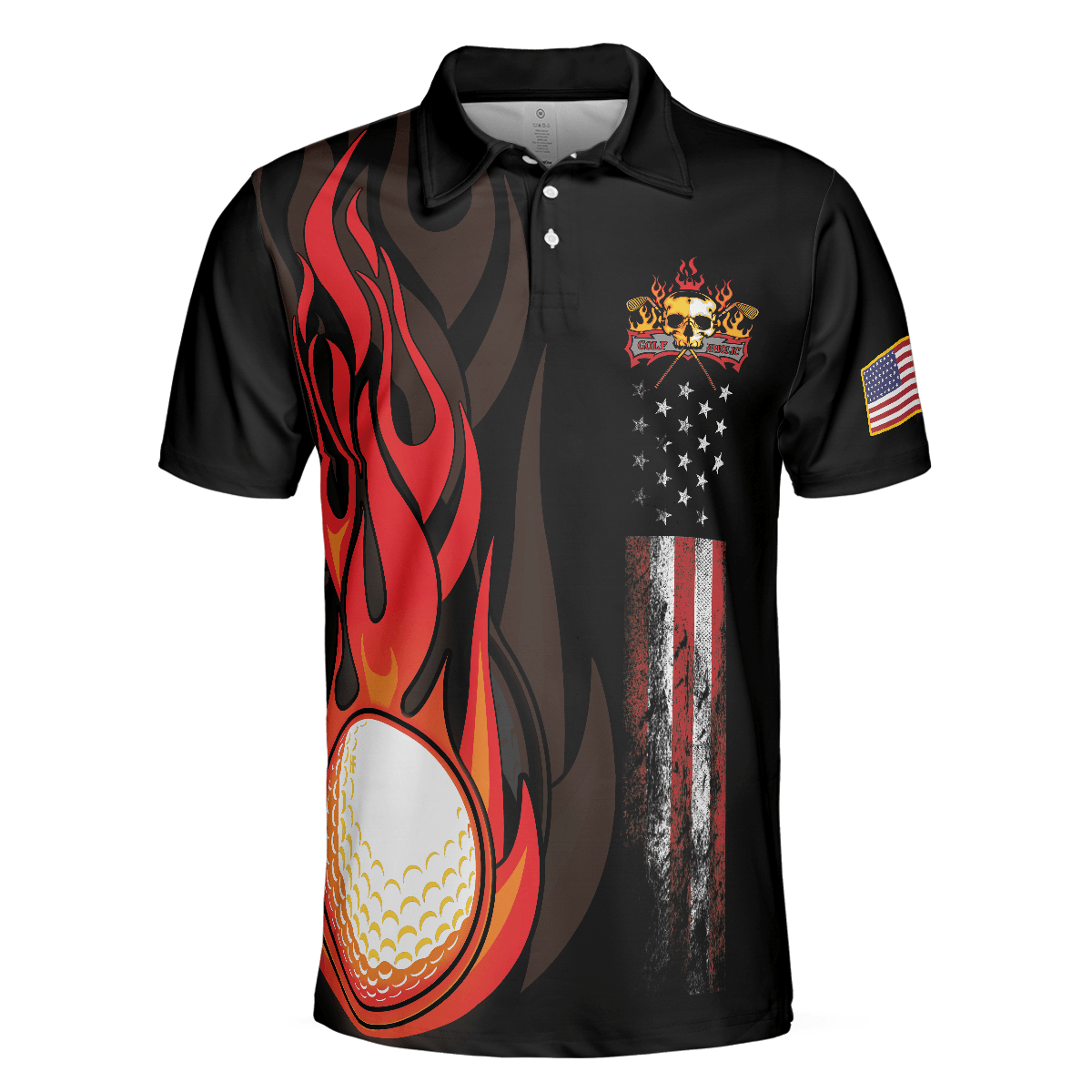 Max Corners Black American Flag Golf 3D Custom Polo Shirt – Maxcorners