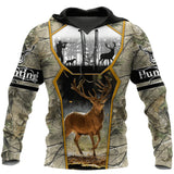 Maxcorners Deer Hunting 3D Over Printed Hoodie