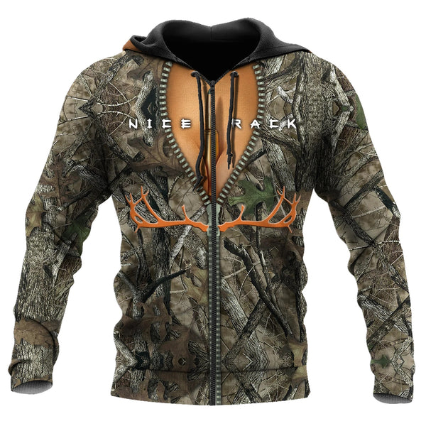 Maxcorners Deer Hunting 3D Over Printed Hoodie