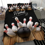 Maxcorners Bowling Pin Ball Bowler Player Classic Personalized Name 3D Bedding Set