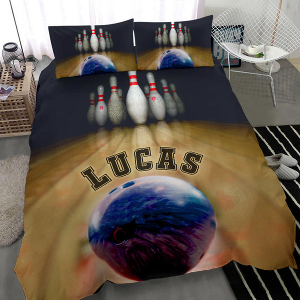 Maxcorners Bowling Ball Bowler Player Personalized Name 3D Bedding Set