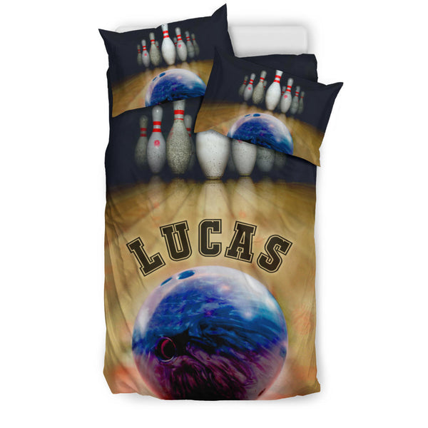 Maxcorners Bowling Ball Bowler Player Personalized Name 3D Bedding Set