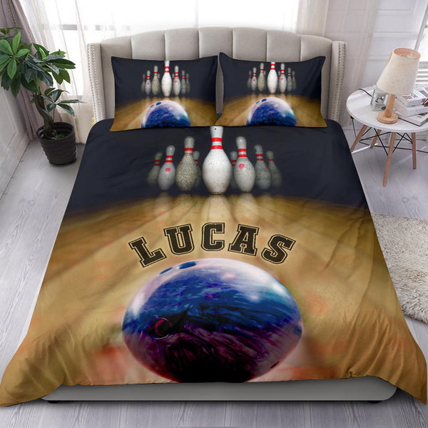 Maxcorners Bowling Ball Bowler Player Personalized Name 3D Bedding Set