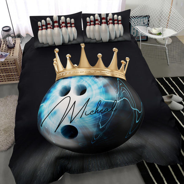 Maxcorners Bowling King Ball Bowler Royal Player Personalized Name 3D Bedding Set