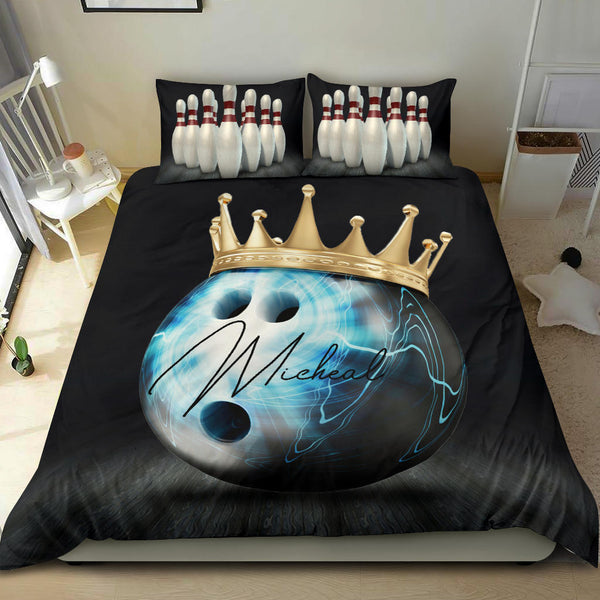 Maxcorners Bowling King Ball Bowler Royal Player Personalized Name 3D Bedding Set