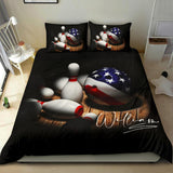 Maxcorners Bowler Bowling America Us Flag Player Personalized Name 3D Bedding Set