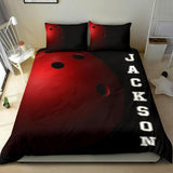 Maxcorners Red Bowling Ball Personalized Name 3D Bedding Set