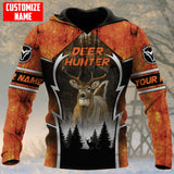 Maxcorners Deer Hunting Orange Personalized Name 3D Over Printed Hoodie