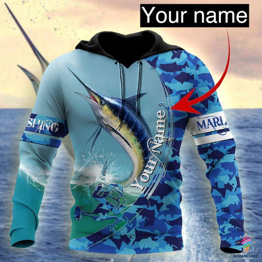 Maxcorners Fishermans Marlin Fishing Personalized Name 3D Shirt