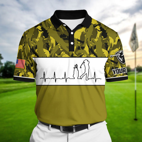 Max Corners Yellow Pride Premium Unique Golf Heart Beat Golf Polo Shirts Multicolored Custom Name Polo