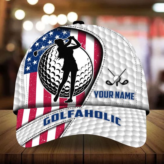 Maxcorners Golf Premium American Women Golfer Personalized Name All Over Printed Cap