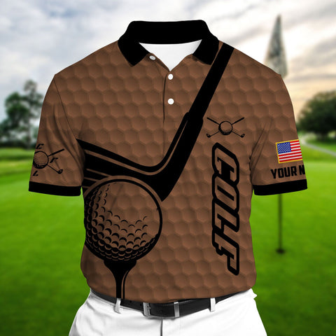 Max Corners Brown Pride Premium Coolest Golf Club And Ball, Golf Polo Shirts Multicolor Custom Name Polo