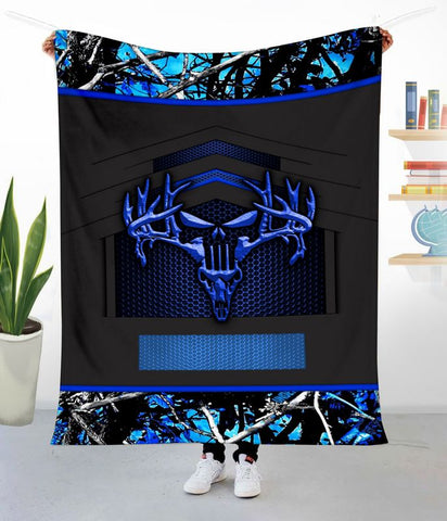 Maxcorners Deer Hunting Camo Punisher Skull Personalized - Blanket