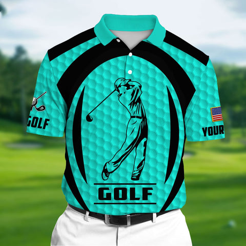 Max Corners Light Blue Pride The Unique Cool Golf 3D Polo Shirts Multicolor Custom Name Polo