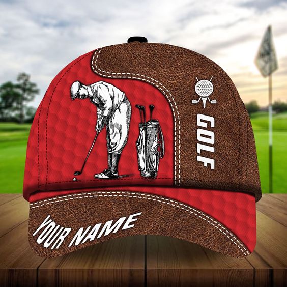 Maxcorners Golf Premium Leather Cool Man Personalized Name All Over Printed Cap