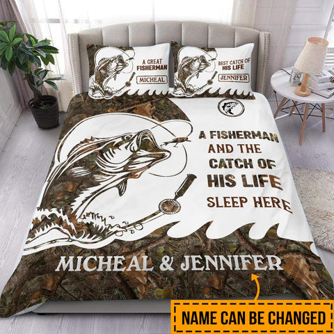 Maxcorners A Fisherman And The Catch Of His Life Personalized Fishing Bedding Set