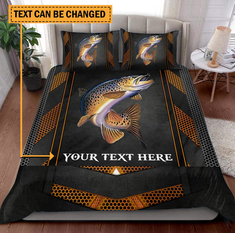 Maxcorners Metallic Background Personalized Fishing Bedding Set