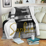 Maxcorners Black White Bowling Pin Customized Name Blanket