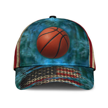 Maxcorners Basketball Blue USA Flag All Over Printed Cap