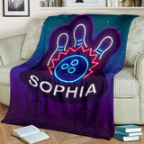 Maxcorners Bowling Neon Customized Name Blanket