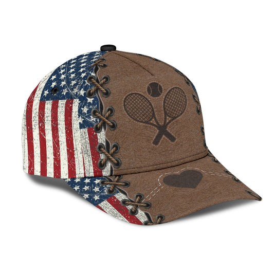 Maxcorners Tennis Brown USA Flag All Over Printed Cap