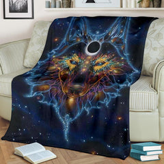Maxcorners Wolf Galaxy Native American Premium Blanket