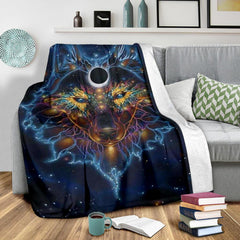 Maxcorners Wolf Galaxy Native American Premium Blanket