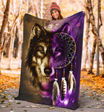 Maxcorners Dreamcatcher Purple Wolf Native American Blanket