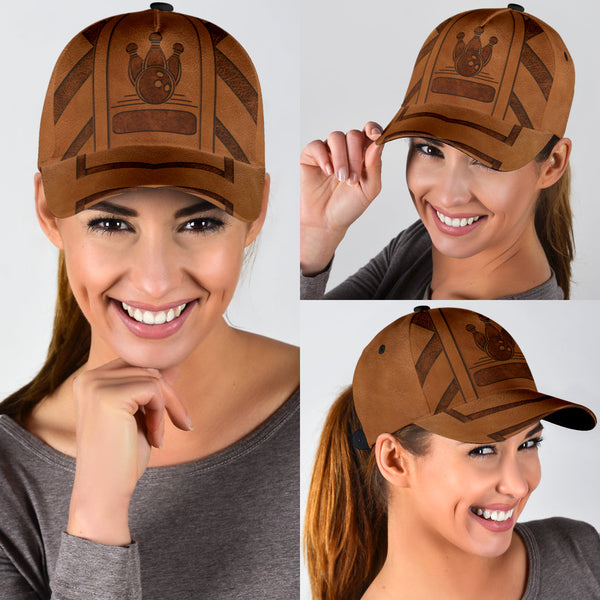 Maxcorners Bowling Brown Personalized Name 3D Cap