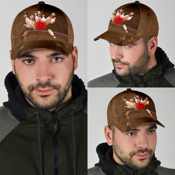 Maxcorners Bowling Zipper Brown Classic 3D Cap