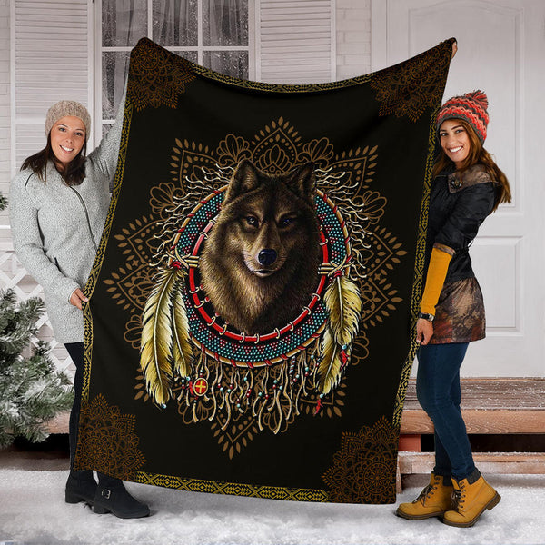 Maxcorners Wolf Warrior Dreamcatcher Native American Blanket