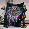 Maxcorners Native Girl and Wolf Blanket