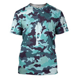 Maxcorners Scuba Diving Blue Camo Partern All Over Printed Shirt