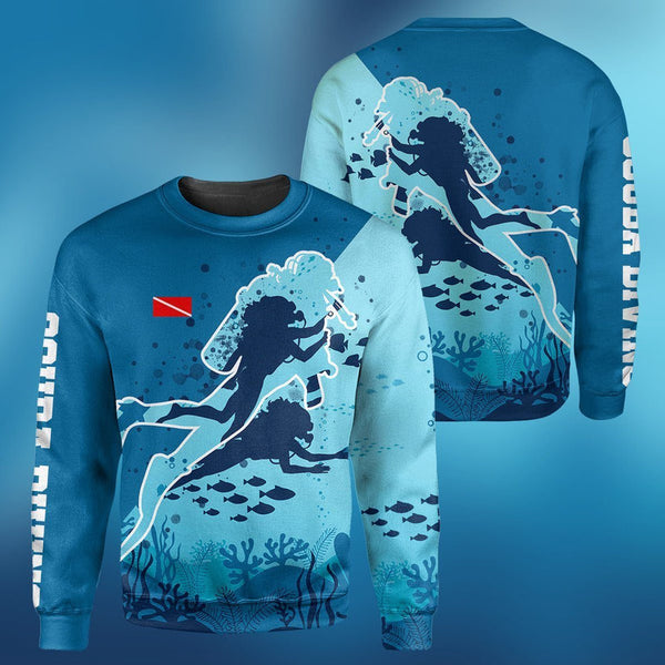 Maxcorners Scuba Diving Blue Classic All Over Printed Shirt